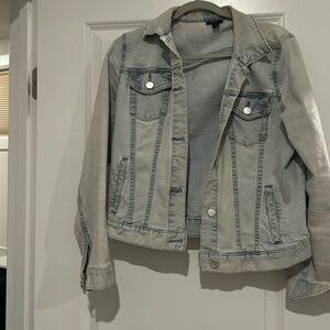Faded denim jacket with silver buttons